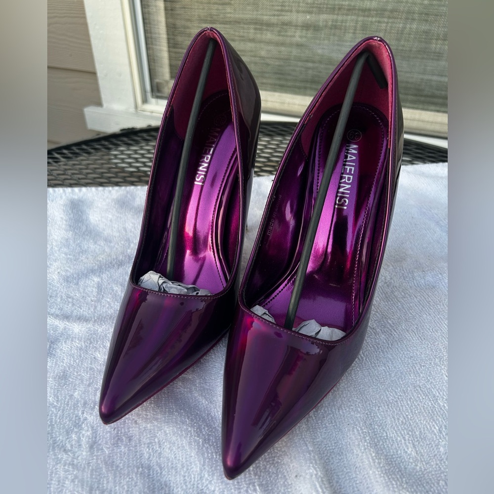 Vibrant Purple Iridescent Stiletto Pumps